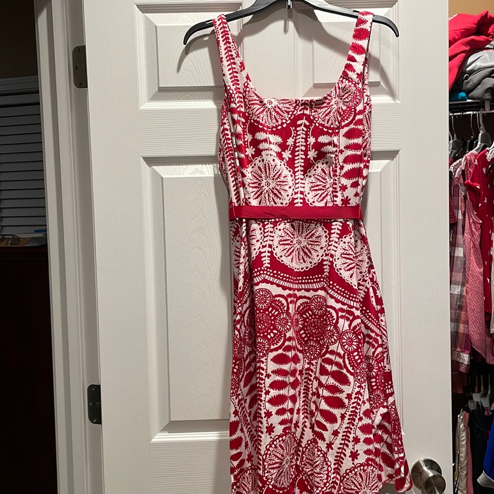 Red and white dress, great for weddings!